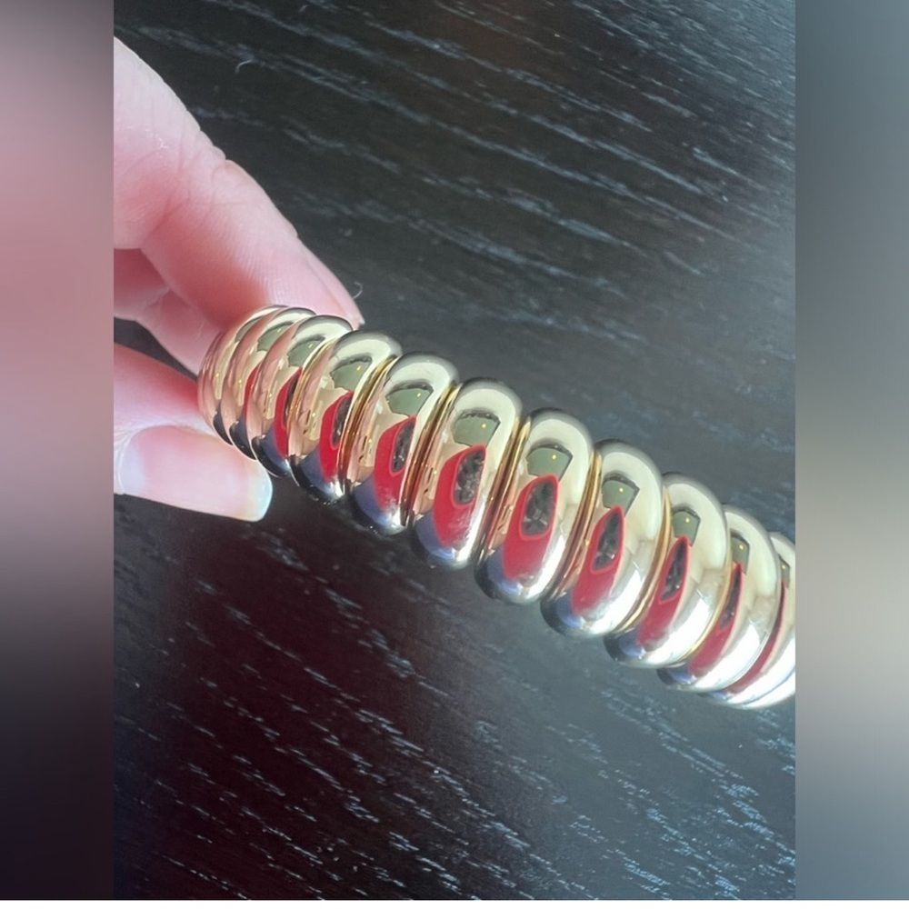 J. Crew Gold Ribbed Expansion Bracelet - Picture 2 of 8